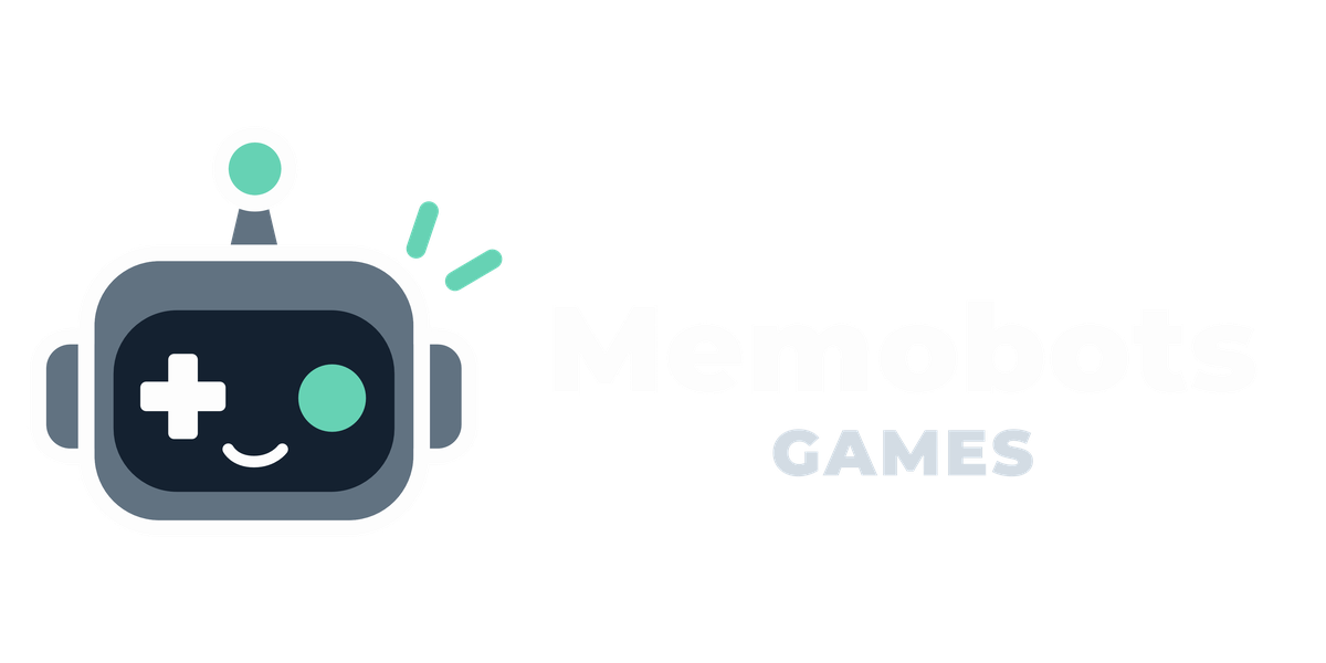Memobots Games — Horizontal Color Logo for Dark Backgrounds