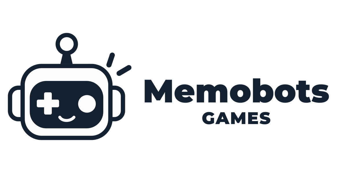 Memobots Games — Horizontal Monochrome Logo for Light Backgrounds