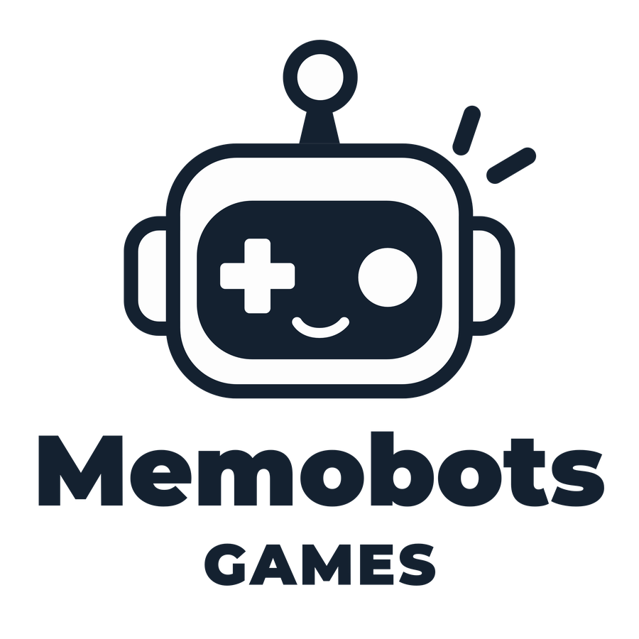 Memobots Games — Stacked Monochrome Logo for Light Backgrounds